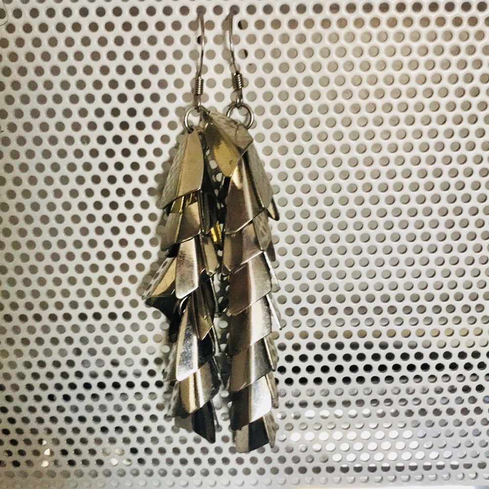 Shingled Silver Statement Earrings